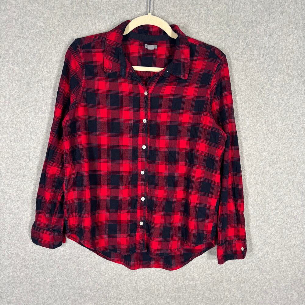 Aerie Flannel Shirt Medium Navy Red‎ Button GORP Hiking Camping Grunge Cowgirl